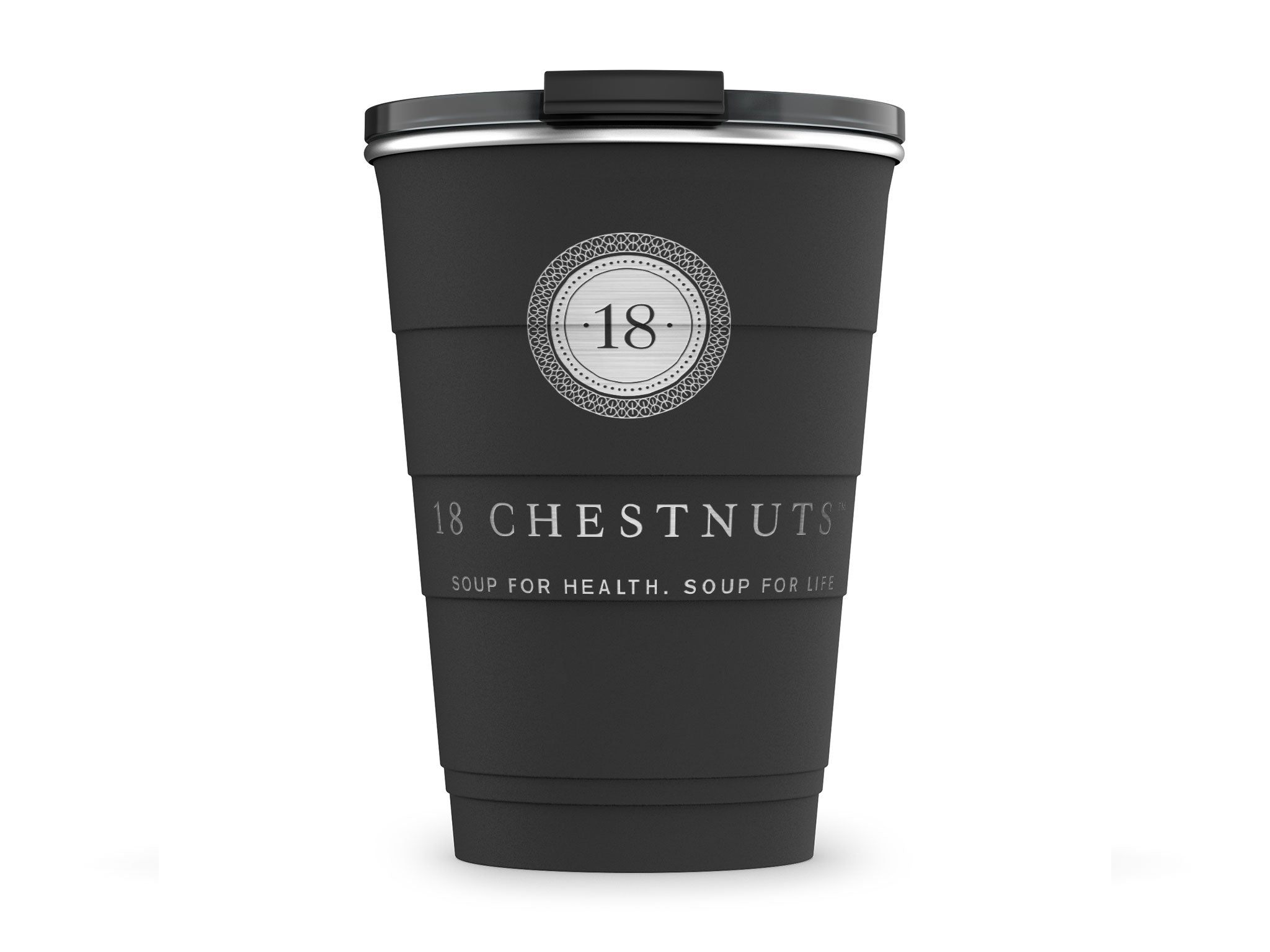 18 Chestnuts 16 oz black tumbler