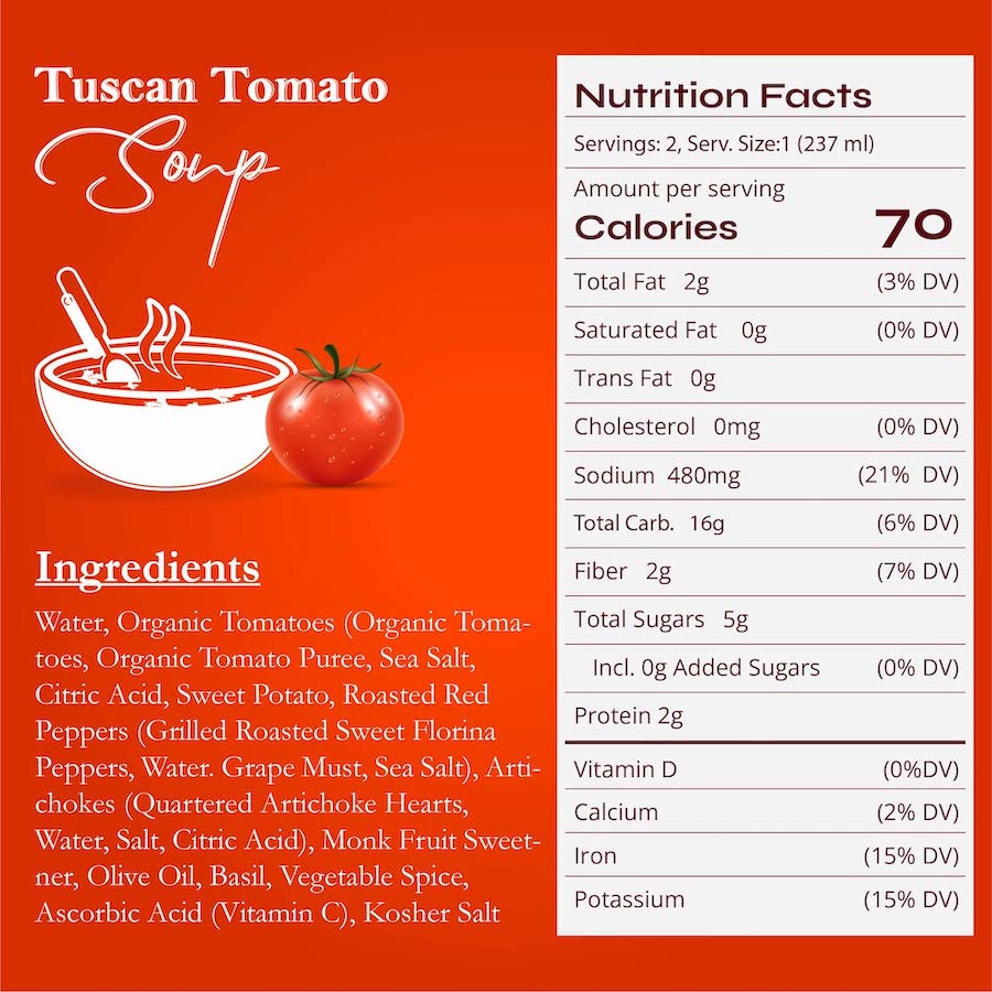 Tuscan Tomato Soup Delivery, Ingredients & Nutrition Facts 18 CHESTNUTS